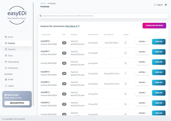 easyEDI Dashboard